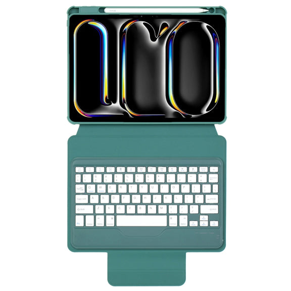 For iPad Pro 11 2024 L13-B 360 Rotation Acrylic Transparent Bluetooth Keyboard Leather Case(Green)