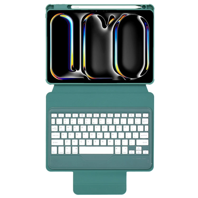 For iPad Pro 11 2024 L13-B 360 Rotation Acrylic Transparent Bluetooth Keyboard Leather Case(Green)