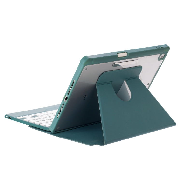 For iPad Pro 11 2024 L13-B 360 Rotation Acrylic Transparent Bluetooth Keyboard Leather Case(Green)
