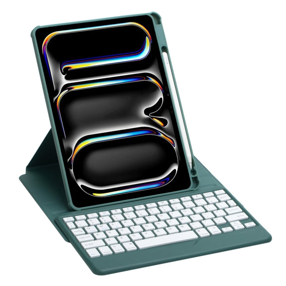 For iPad Pro 11 2024 L13-B 360 Rotation Acrylic Transparent Bluetooth Keyboard Leather Case(Green)