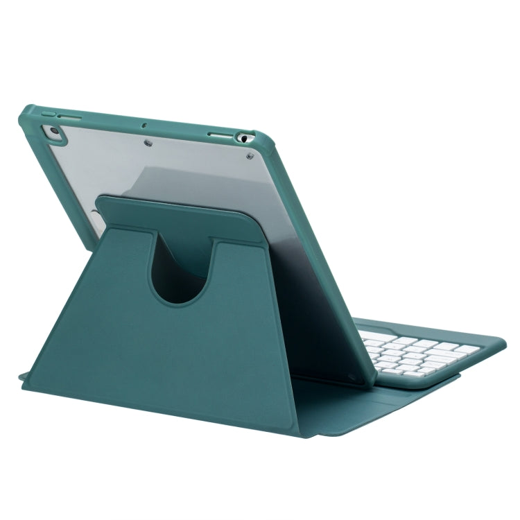 For iPad Pro 11 2024 L13-B 360 Rotation Acrylic Transparent Bluetooth Keyboard Leather Case(Green)