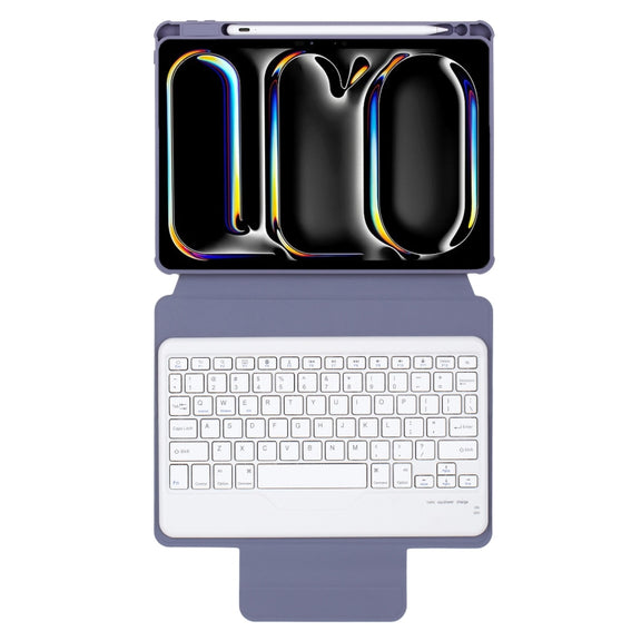 For iPad Pro 11 2024 L13-B 360 Rotation Acrylic Transparent Bluetooth Keyboard Leather Case(Purple)