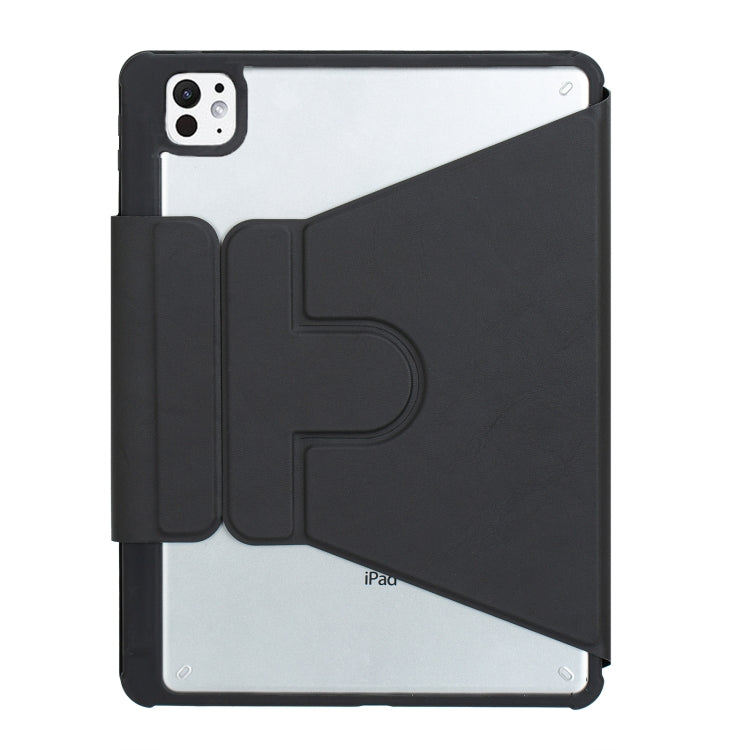 For iPad Pro 11 2024 L13-BS 360 Rotation Acrylic Transparent Bluetooth Keyboard Leather Case with Backlight(Black)