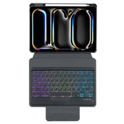 For iPad Pro 11 2024 L13-BS 360 Rotation Acrylic Transparent Bluetooth Keyboard Leather Case with Backlight(Black)