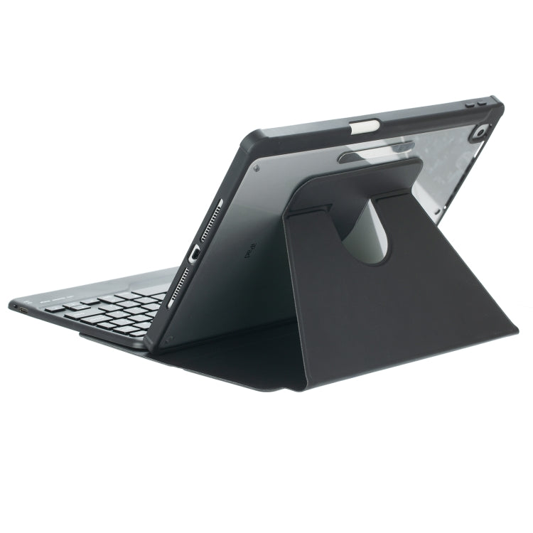 For iPad Pro 11 2024 L13-BS 360 Rotation Acrylic Transparent Bluetooth Keyboard Leather Case with Backlight(Black)