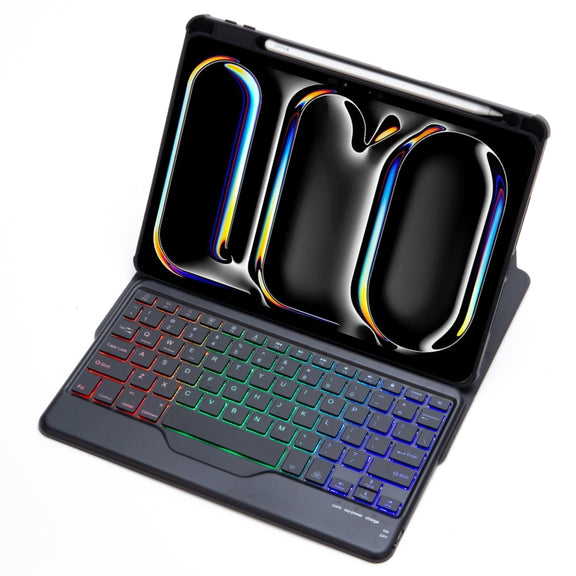 For iPad Pro 11 2024 L13-BS 360 Rotation Acrylic Transparent Bluetooth Keyboard Leather Case with Backlight(Black)