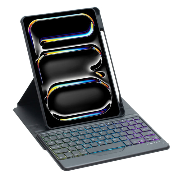 For iPad Pro 11 2024 L13-BS 360 Rotation Acrylic Transparent Bluetooth Keyboard Leather Case with Backlight(Black)