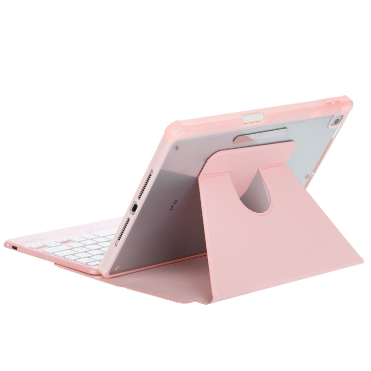 For iPad Pro 11 2024 L13-BS 360 Rotation Acrylic Transparent Bluetooth Keyboard Leather Case with Backlight(Pink)