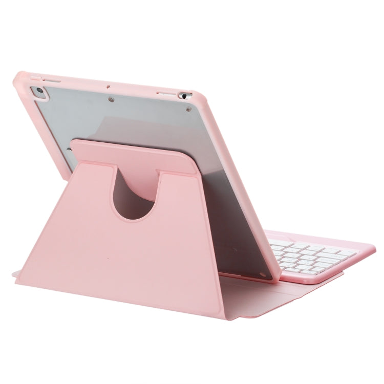 For iPad Pro 11 2024 L13-BS 360 Rotation Acrylic Transparent Bluetooth Keyboard Leather Case with Backlight(Pink)