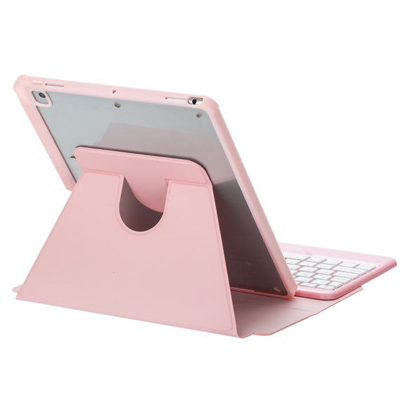 For iPad Pro 11 2024 L13-BS 360 Rotation Acrylic Transparent Bluetooth Keyboard Leather Case with Backlight(Pink)