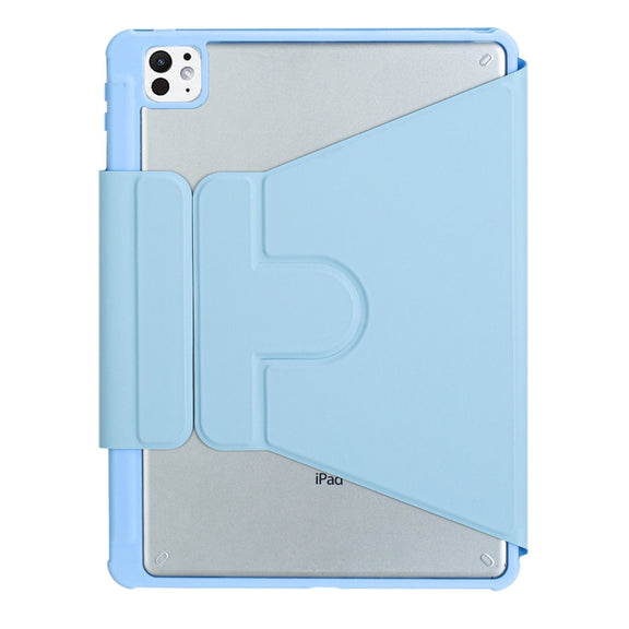 For iPad Pro 11 2024 L13-BS 360 Rotation Acrylic Transparent Bluetooth Keyboard Leather Case with Backlight(Blue)