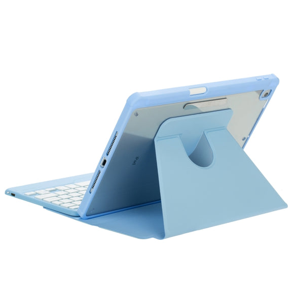 For iPad Pro 11 2024 L13-BS 360 Rotation Acrylic Transparent Bluetooth Keyboard Leather Case with Backlight(Blue)