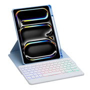 For iPad Pro 11 2024 L13-BS 360 Rotation Acrylic Transparent Bluetooth Keyboard Leather Case with Backlight(Blue)