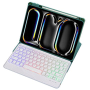 For iPad Pro 11 2024 L13-BS 360 Rotation Acrylic Transparent Bluetooth Keyboard Leather Case with Backlight(Green)