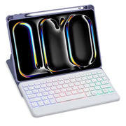 For iPad Pro 11 2024 L13-BS 360 Rotation Acrylic Transparent Bluetooth Keyboard Leather Case with Backlight(Purple)