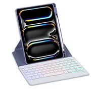 For iPad Pro 11 2024 L13-BS 360 Rotation Acrylic Transparent Bluetooth Keyboard Leather Case with Backlight(Purple)