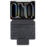 For iPad Pro 11 2024 YL13 360 Rotation Acrylic Transparent Round Keycap Bluetooth Keyboard Leather Case(Black)
