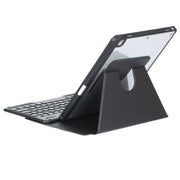 For iPad Pro 11 2024 YL13 360 Rotation Acrylic Transparent Round Keycap Bluetooth Keyboard Leather Case(Black)
