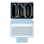For iPad Pro 11 2024 YL13 360 Rotation Acrylic Transparent Round Keycap Bluetooth Keyboard Leather Case(Blue)