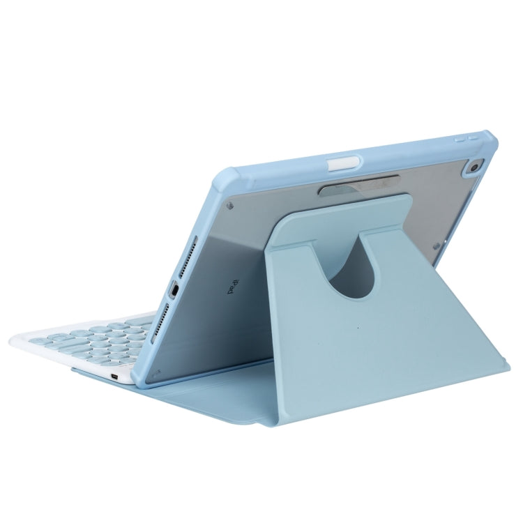 For iPad Pro 11 2024 YL13 360 Rotation Acrylic Transparent Round Keycap Bluetooth Keyboard Leather Case(Blue)