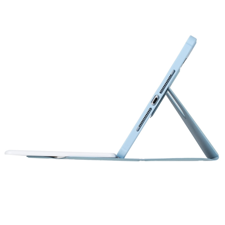 For iPad Pro 11 2024 YL13 360 Rotation Acrylic Transparent Round Keycap Bluetooth Keyboard Leather Case(Blue)
