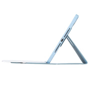 For iPad Pro 11 2024 YL13 360 Rotation Acrylic Transparent Round Keycap Bluetooth Keyboard Leather Case(Blue)