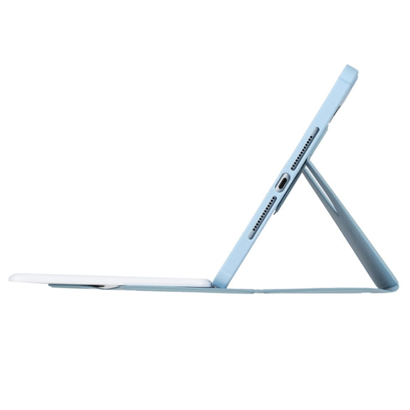 For iPad Pro 11 2024 YL13 360 Rotation Acrylic Transparent Round Keycap Bluetooth Keyboard Leather Case(Blue)