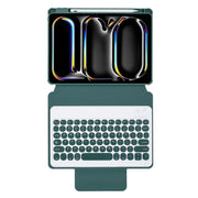 For iPad Pro 11 2024 YL13 360 Rotation Acrylic Transparent Round Keycap Bluetooth Keyboard Leather Case(Green)