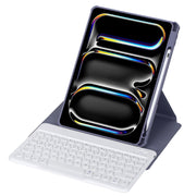 For iPad Pro 11 2024 YL13 360 Rotation Acrylic Transparent Round Keycap Bluetooth Keyboard Leather Case(Purple)
