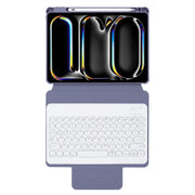 For iPad Pro 11 2024 YL13 360 Rotation Acrylic Transparent Round Keycap Bluetooth Keyboard Leather Case(Purple)
