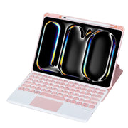 For iPad Pro 11 2024 YL13-A 360 Rotation Acrylic Transparent Round Keycap Bluetooth Keyboard Leather Case With Touch Control(Pink)