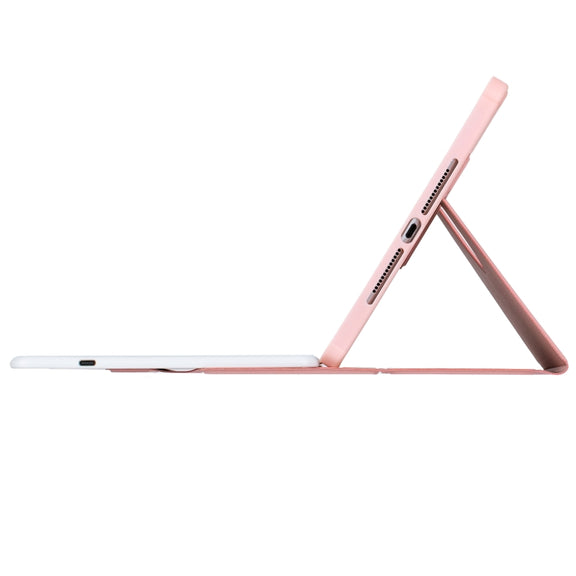 For iPad Pro 11 2024 YL13-A 360 Rotation Acrylic Transparent Round Keycap Bluetooth Keyboard Leather Case With Touch Control(Pink)