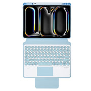 For iPad Pro 11 2024 YL13-A 360 Rotation Acrylic Transparent Round Keycap Bluetooth Keyboard Leather Case With Touch Control(Blue)