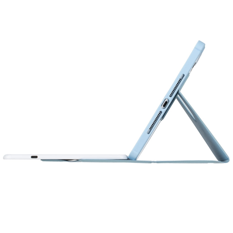 For iPad Pro 11 2024 YL13-A 360 Rotation Acrylic Transparent Round Keycap Bluetooth Keyboard Leather Case With Touch Control(Blue)