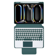 For iPad Pro 11 2024 YL13-A 360 Rotation Acrylic Transparent Round Keycap Bluetooth Keyboard Leather Case With Touch Control(Green)