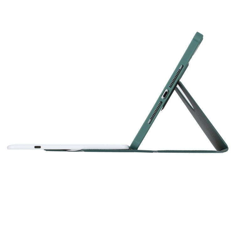 For iPad Pro 11 2024 YL13-A 360 Rotation Acrylic Transparent Round Keycap Bluetooth Keyboard Leather Case With Touch Control(Green)