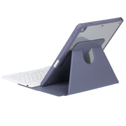 For iPad Pro 11 2024 YL13-A 360 Rotation Acrylic Transparent Round Keycap Bluetooth Keyboard Leather Case With Touch Control(Purple)