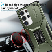 For Samsung Galaxy S25 Ultra 5G Sliding Camshield Holder Phone Case(Alpine Green)