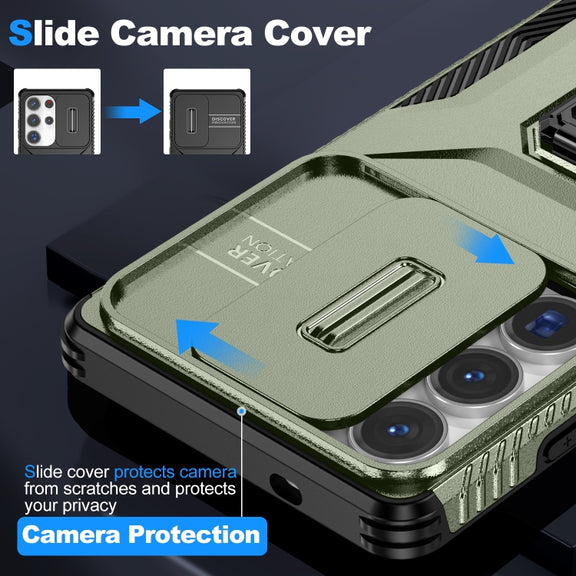 For Samsung Galaxy S25 Ultra 5G Sliding Camshield Holder Phone Case(Alpine Green)