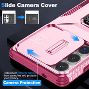 For Samsung Galaxy S25 Ultra 5G Sliding Camshield Holder Phone Case(Pink + Rose Red)