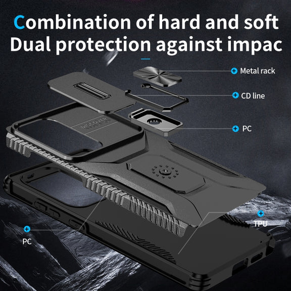 For Samsung Galaxy S25 Ultra 5G Sliding Camshield Holder Phone Case(Black)