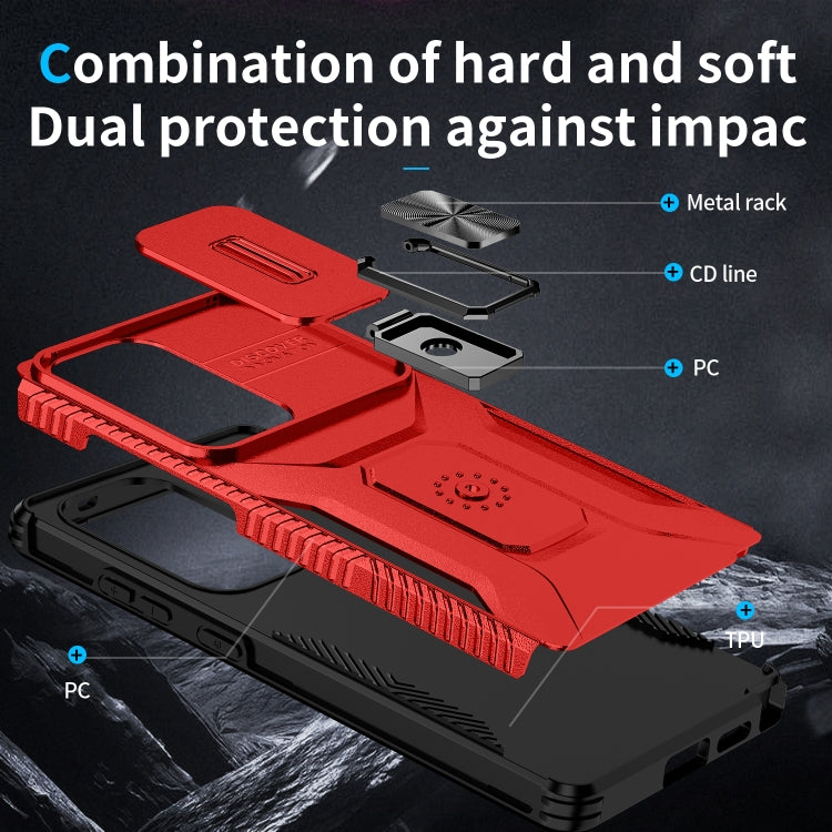 For Samsung Galaxy S25 Ultra 5G Sliding Camshield Holder Phone Case(Red)