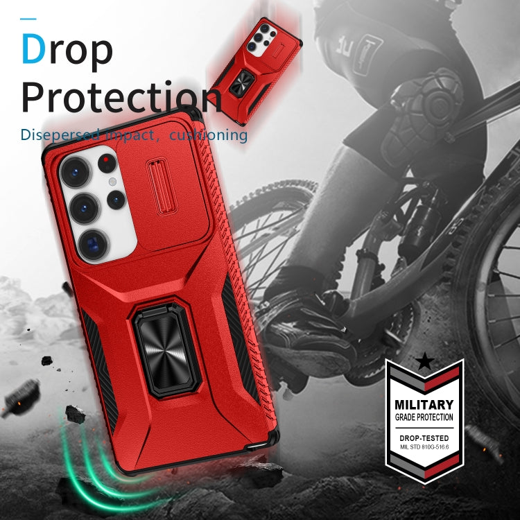 For Samsung Galaxy S25 Ultra 5G Sliding Camshield Holder Phone Case(Red)