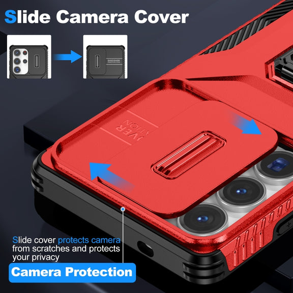 For Samsung Galaxy S25 Ultra 5G Sliding Camshield Holder Phone Case(Red)