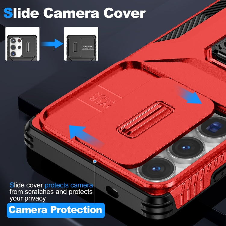 For Samsung Galaxy S25 Ultra 5G Sliding Camshield Holder Phone Case(Red)