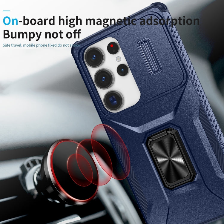 For Samsung Galaxy S25 Ultra 5G Sliding Camshield Holder Phone Case(Blue)