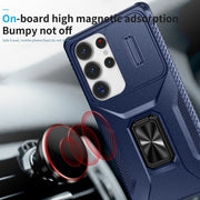 For Samsung Galaxy S25 Ultra 5G Sliding Camshield Holder Phone Case(Blue)