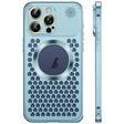 For iPhone 16 Pro Max Spring Buckle MagSafe Magnetic Metal Aromatherapy Phone Case(Blue) - free shipping - PMc TechLife - Order now!