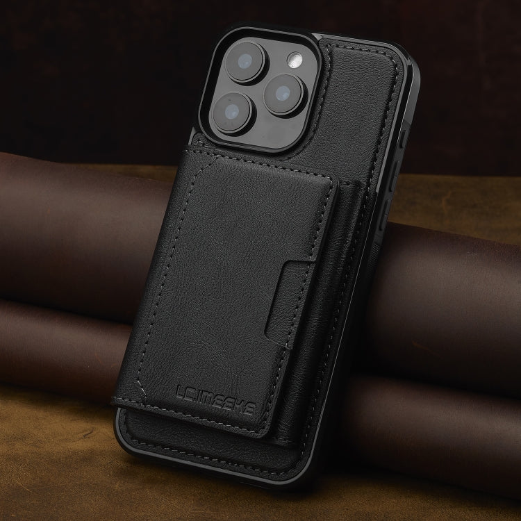 For iPhone 16 Pro LC.IMEEKE L5 Series Detachable RFID Card Bag Magsafe Phone Case(Black)