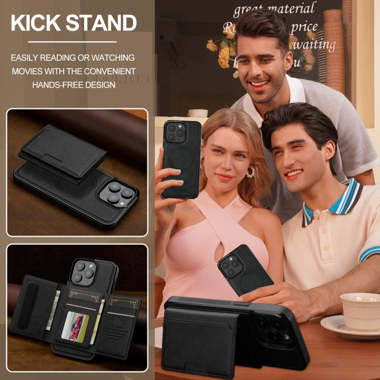 For iPhone 16 Pro LC.IMEEKE L5 Series Detachable RFID Card Bag Magsafe Phone Case(Black)